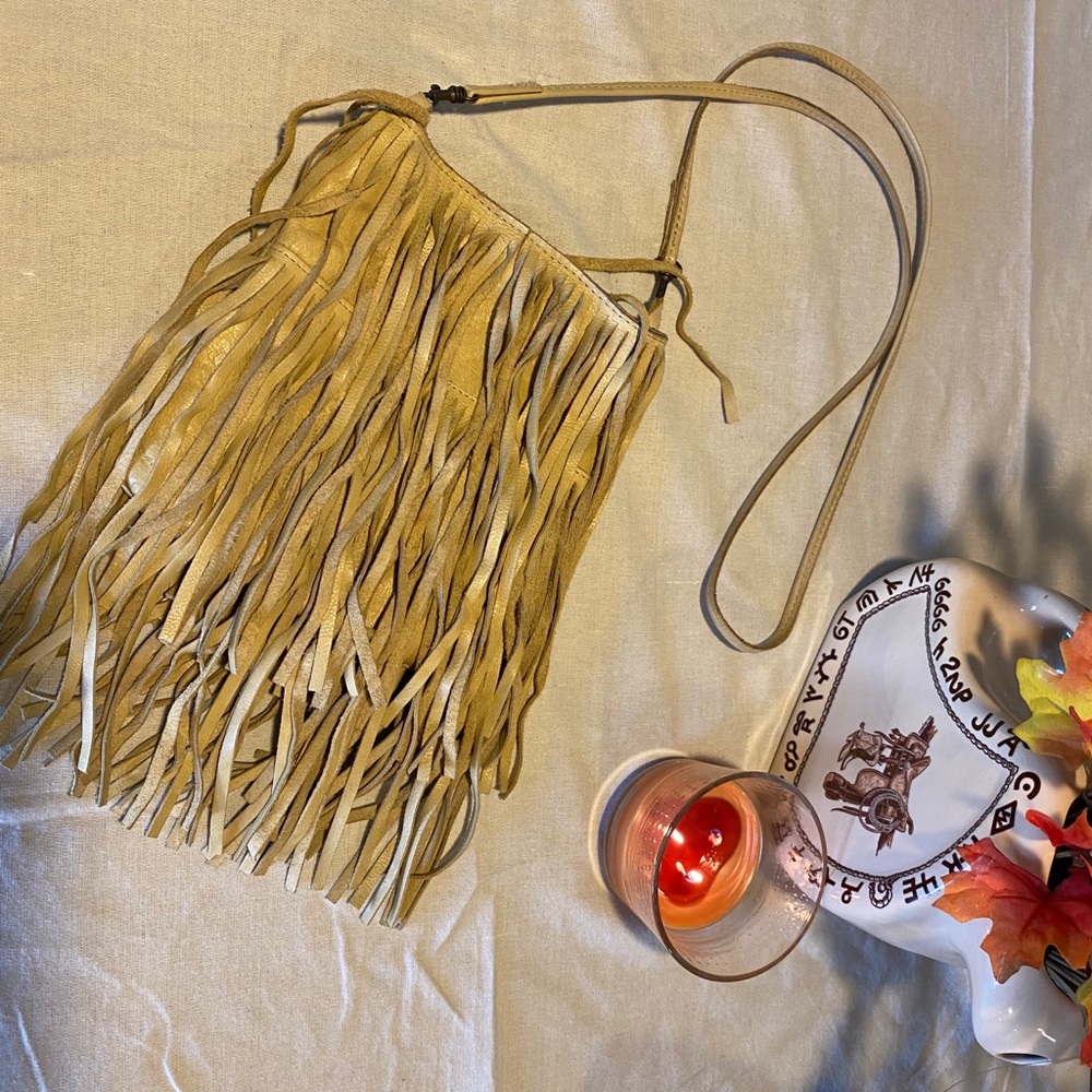 Leather fringe purse